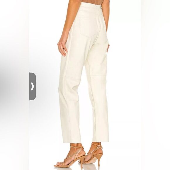 NWT 395.00 Tach Clothing Dilma Leather Pants Ivory Cream Straight Blogger 28 - Picture 3 of 5
